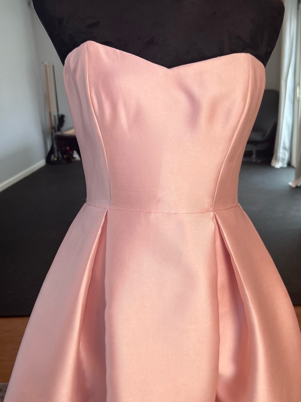 Parker Strapless Blush Pink High-Low Satin Dress - Picture 4 of 16